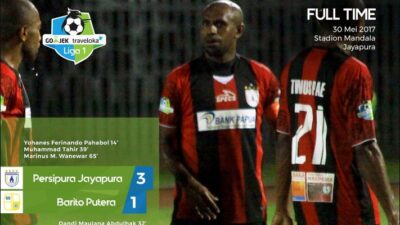 Hasil Persipura vs Barito skor akhir 3-1