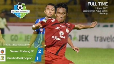 hasil semen padang vs Persiba skor akhir 2-1