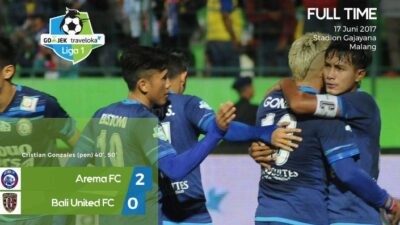 hasil Arema vs Bali United skor akhir 2-0