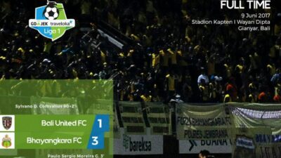 hasil Bali United vs Bhayangkara FC skor akhir 1-3