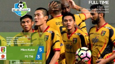 Hasil Mitra Kukar vs PS TNI skor akhir 5-3