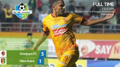 Hasil Sriwijaya FC vs Mitra Kukar skor akhir 3-1
