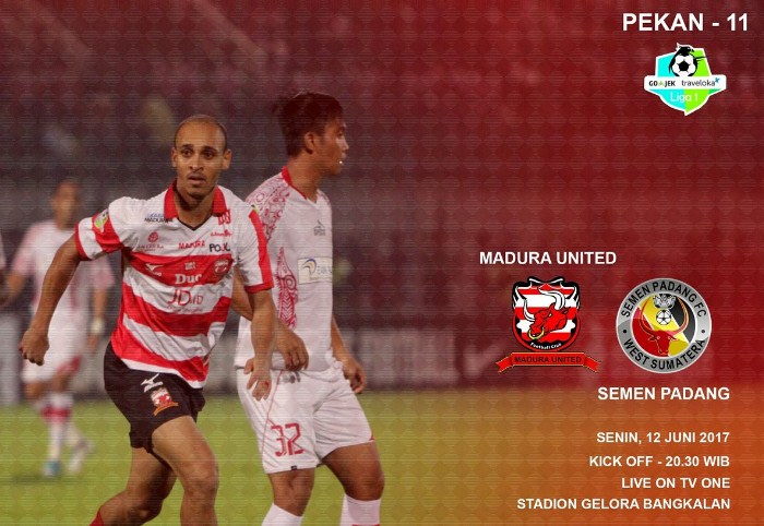 live Streaming Madura UNited vs Semen Padang siaran langsung liga 1 malam ini di TV One