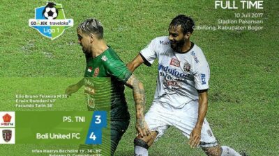 hasil PS TNI vs Bali United skor akhir 3-4