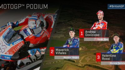 Hasil MotoGP Silverstone, Inggris : Dovi Asapi Duo Yamaha, Marquez DNF