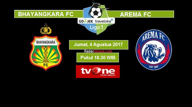 Live Streaming Bhayangkara FC vs Arema, siaran langsung liga 1 hari ini di TV One
