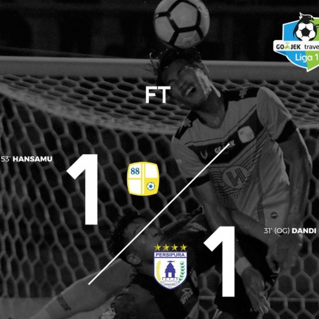 Hasil Barito Putera vs Persipura Skor Akhir 1-1, Hasil Liga 1 Malam Ini, Kamis 21/9/2017