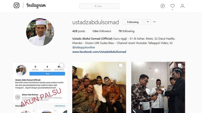 Ustadz Abdul Somad Akses IG Instagram