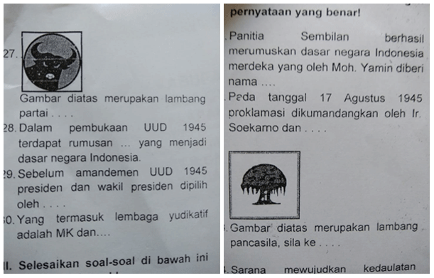 Duh! Ada Logo PDIP Di Soal Ujian Akhir Semester SD Di Bogor Radar Aktual