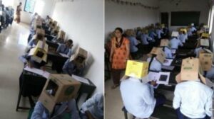 Kocak! Siswa Sekolah Ini Wajib Pakai Kardus Saat Ujian