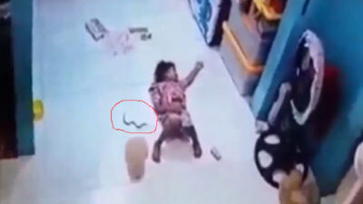 Merinding! Ular Masuk Celana Bocah Yang Tertidur Terekam CCTV