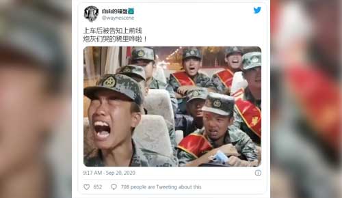Puluhan Tentara China Menangis Ketakutan Karena Dikirim Perang Lawan India