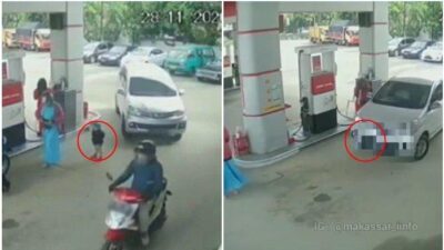 Viral di Medsos, Video CCTV Seorang Bocah Terlindas Mobil di SPBU