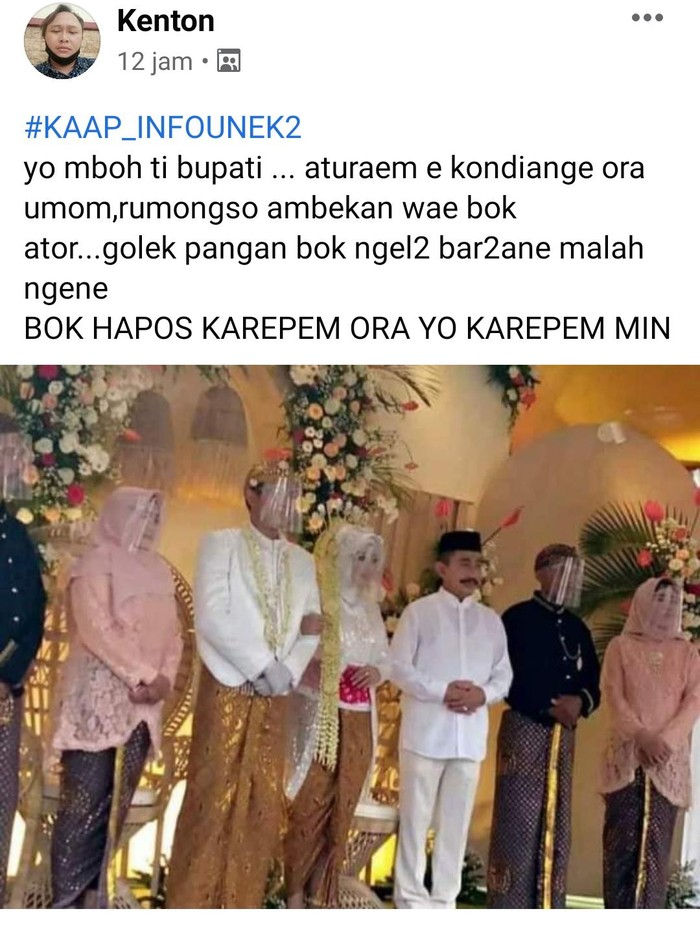 Viral! Foto Bupati Pati Hadiri Pernikahan Tanpa Masker, Banjir Kritikan Warganet