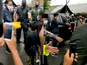 Viral! Warga Berkerumun Tanpa Jarak Saat Jokowi Bagi-Bagi Makanan Kotak