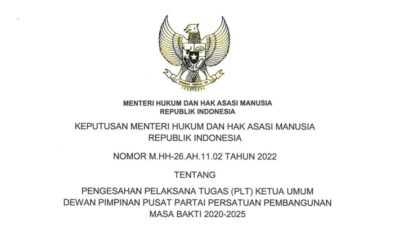 Menkumham Yasonna Laoly Sahkan Mardiono Plt Ketum, PPP Segera Perbaiki Dokumen di KPU