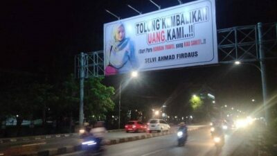 Heboh! Foto Bos Travel Travel Penipuan di Makassar Dipajang di Billboard
