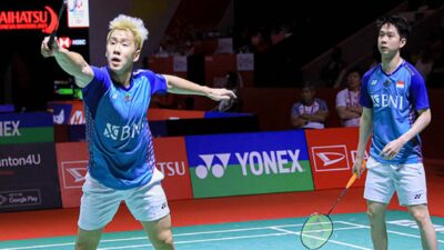Marcus/Kevin Mundur Saat Kontra Ganda China di 16 Besar Indonesia Masters 2023