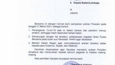 Jokowi Larang Menteri Hingga Kepala Badan/Lembaga Gelar Buka Puasa Bersama