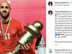 Pemain Palestina Mohammed Rashid Rayakan Titel Juara Kenakan Jersi Timnas Indonesia