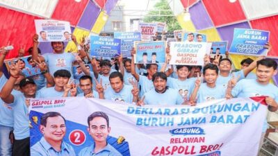 Ratusan Buruh Jabar Gabung Relawan Gaspoll Bro, Siap Menangkan Prabowo-Gibran