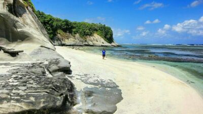 Pemandangan Indah di Tebing Batu dan Panorama Bawah Laut Menawan di Pantai Koomang, Pulau Enggano