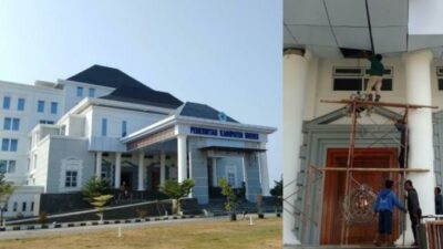 Baru 3 Tahun, Plafon Kantor Bupati Brebes Senilai Rp. 110 Miliar Jebol Diterjang Hujan