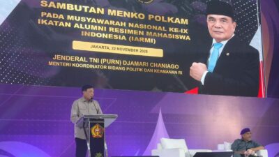 Menkopolkam Djamari Chaniago Ajak Alumni Menwa Bangkit Hadapi Dinamika Geopolitik Dunia