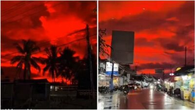Apa Penyebab Langit Warna Merah Darah di Pantai Panimbang Pandeglang? Pertanda Buruk?